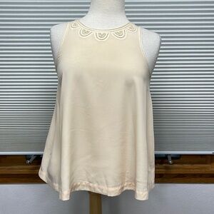 Madewell Beige Crochet Cutout Trim Sleeveless Shell Blouse Size 0